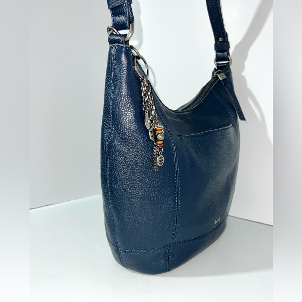 The Sak Sequoia Hobo Shoulder Bag Blue Leather with
Charms NEW - Picture 6 of 16
